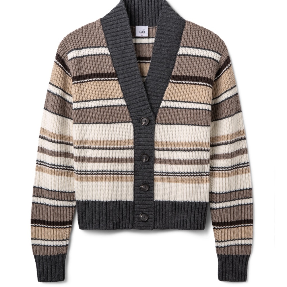 CAbi Cocoa Striped Cardigan